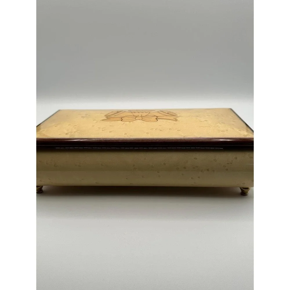 Vintage Reuge Italian Music Box Inlaid Wood Jewelry Keepsake